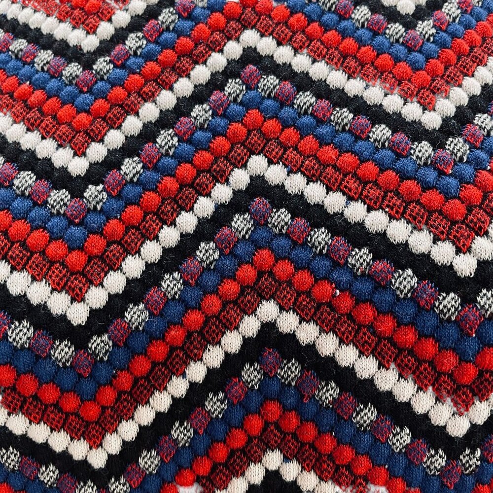 Retro Knit Chevron Mini Dress Red Navy White Short Sleeve Large Mod Modcloth - Picture 11 of 12